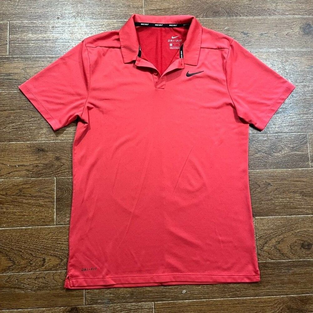 Nike Golf Dri-Fit Polo Shirt Mens Large Coral Red Performance Athletic